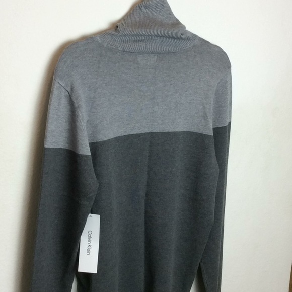Calvin Klein Womens Turtleneck Sweater Grey on Grey  Sz Large NWT - Picture 5 of 5